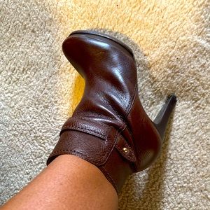 Talbots bootie. Brown leather platform heel.